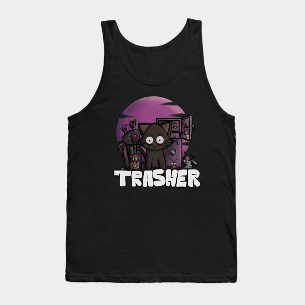 Cat and Trash Tank Top by kangkoeng